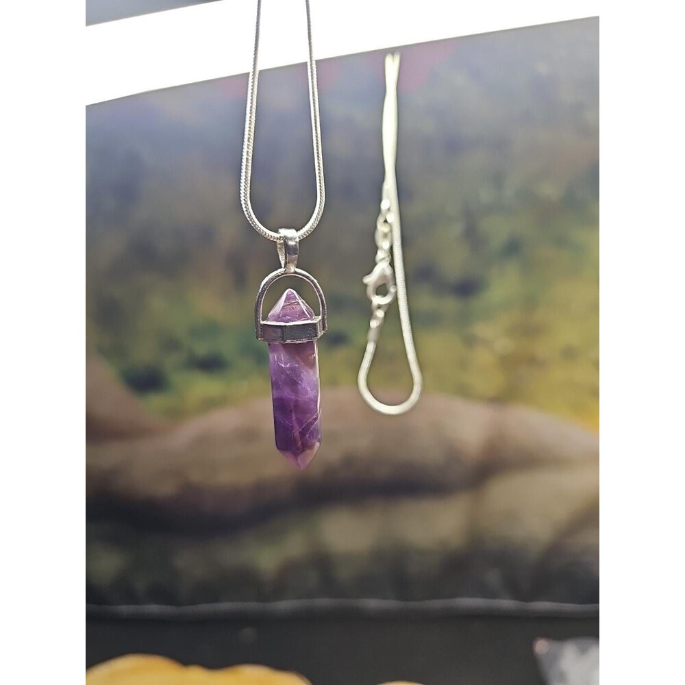 Amethyst Point Necklace - Sterling Silver Chain